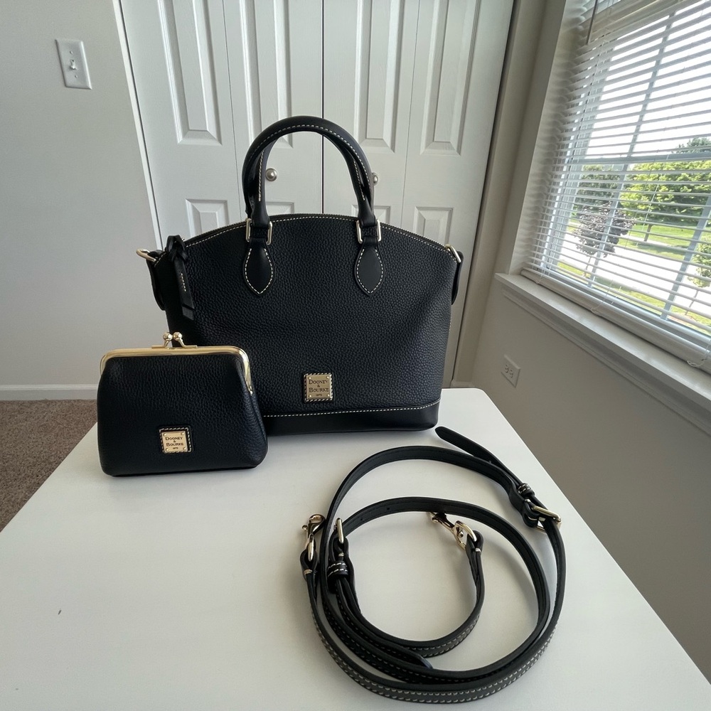 Dooney&Bourke Pebble Grain Darcy Satchel with matching Pebble grain Frame wallet